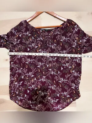 Fun2fun Women Medium Purple Floral 3/4 Sleeve Boho Indie Whimsigoth Cottage Top thumbnail 7