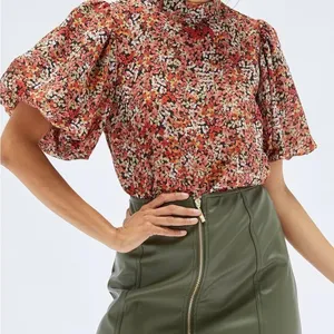 NWT Minkpink Gabae High Neck Floral Blouse‎ in Red Multi Size Small thumbnail 10