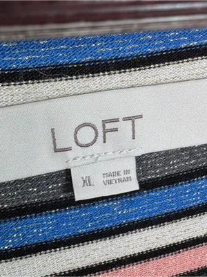 Loft Striped Shimmer Knit Midi Tee Shirt Dress Pink Blue Grey Metallic Size XL thumbnail 9