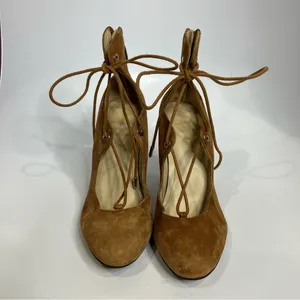 Marc Fisher Stevee lace up heels block heels‎ caramel size 7.5 trendy dressy thumbnail 2