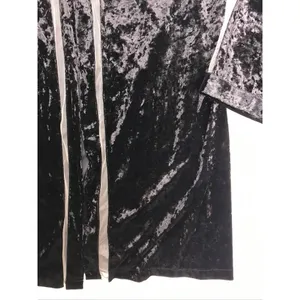 Savage X Fenty Womens Black Crushed Velvet Robe‎ Sheer Mesh Trim MD/LG Kimono thumbnail 6
