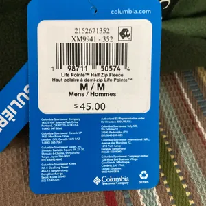 Columbia Men’s Life Pointe Half Zip Fleece Pullover Jacket Medium RETAIL $45 NEW! thumbnail 5