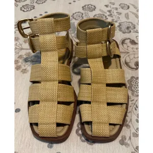 Sam Edelman Dawn Woven Gladiator Fisherman Sandals Beige Gold 8.5 thumbnail 2