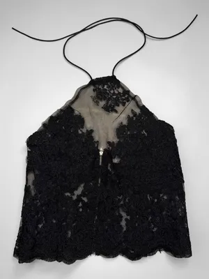 Luxe Fashion Label Black Lace Halter Neck Top with Full Back Zipper‎ thumbnail 1
