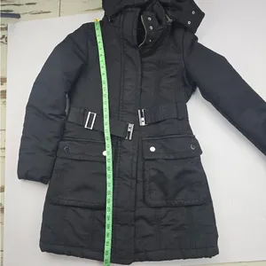 Zara Basic Black‎ Snap Button Pockets Full Zip Belted Lined Hooded Jacket Size M thumbnail 11