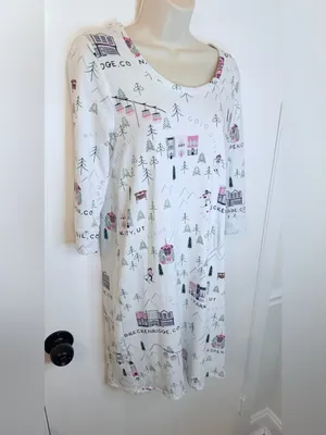 Soma XS Ski Town Nightgown Dress Aspen Vail Breckenridge Park City 3/4 Sleeve thumbnail 3