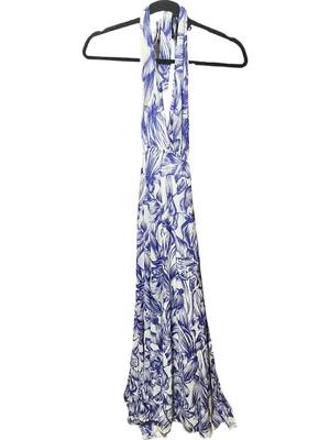 Olivaceous Halter Maxi Wrap backless Floral Spring Wedding Guest Dress Romantic thumbnail 9