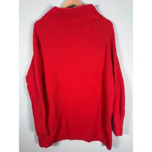 Free People Ottoman Slouchy Tunic Women Large Red Oversized Boho Ribbed Sweater thumbnail 6