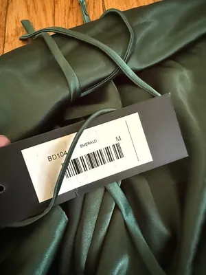 NWT Cinderella divine Emerald Satin High-Slit Evening Dress maxi gown tie size M thumbnail 5