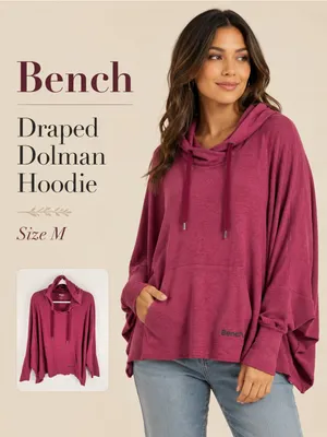 Bench Draped‎ Dolman Hoodie Size M Pink Oversized Pullover Top thumbnail 2
