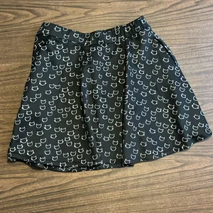 Hot Topic XL Black Skater Flare Skirt White Cat Kitty Heads thumbnail 2