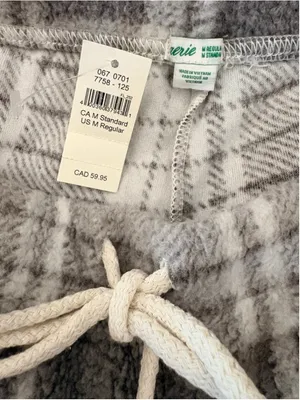 Aerie Snowed-In Fleece Jogger In Gray / White Plaid Size M NWT thumbnail 3