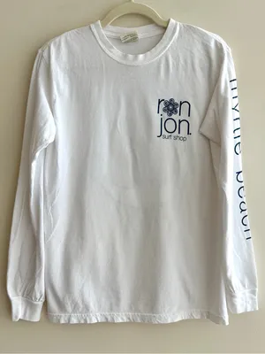 Ron Jon Surf Shop Anchor Myrtle Beach Long Sleeve T-Shirt, White/Blue, Small thumbnail 1