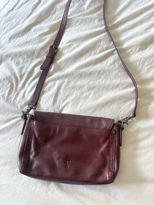 Frye Leather Crossbody Bag in Deep Burgundy maroon thumbnail 2