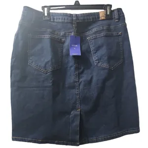 CHIC YATON Denim Skirt Dark Wash Stretch Casual‎ Classic XL thumbnail 2