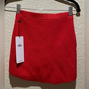 ALO Yoga NWT Denim Knit High Waist Skirt Bright Red Size XS thumbnail 9