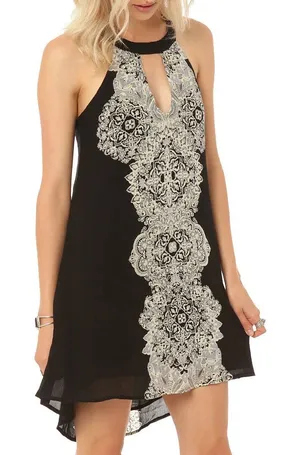 O'Neill Womens Dress‎ Size S Deanna Cut Out Crinkle Lace Medallion Print thumbnail 1