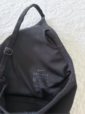 Nike Black Adjustable-Strap Low-Impact Sports Bra with White Logo thumbnail 2