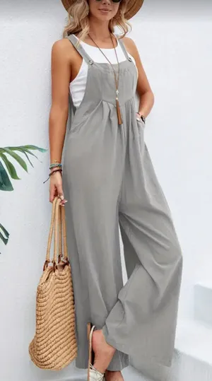 Women Baggy Dungarees Jumpsuit Strappy Wide Leg Playsuit Overalls XL New thumbnail 1