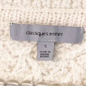 Classiques Entier Size Small Cream Mohair Wool Cable Knit Short Sleeve Button‎ thumbnail 3
