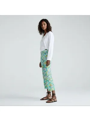 Zara High-Waisted Retro Floral Kick Flare Linen Pants Disco Cottagecore Sz 4 thumbnail 2
