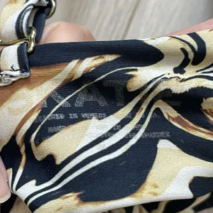 Skatie Bikini Top marble zebra print triangle womens Black Gold small swim beach thumbnail 2