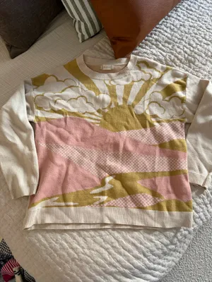 Altar'd State Pink, green and beige patterned sweater thumbnail 6