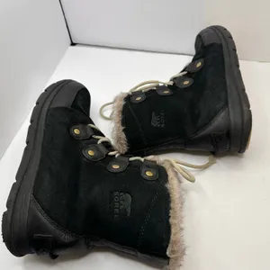 Sorel Explorer Joan Suede Winter Boots Womens Size 10 Black Faux Fur Waterproof thumbnail 7