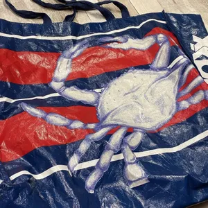 Tj maxx large reusable bag blue crab print thumbnail 3