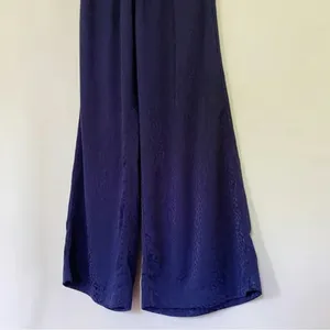 & Other Stories Leopard Print Jacquard Satin Wide Leg Pants NWT Navy Size 6 $79 thumbnail 8