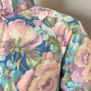 Vintage Handmade Housedress Floral Dress Purple Blue‎ Zip-Front Stand-Up Collar thumbnail 5