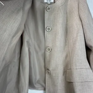 Le Suit City Blooms Tan Collarless Belted Blazer Jacket 18 NEW thumbnail 6