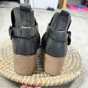 Free People Back Loop Ankle Cowboy Boots Pointed Toe Washed Black Western 40 thumbnail 6