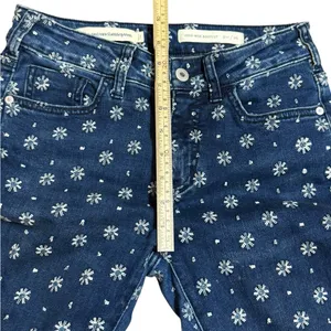 Pilcro Embroidered High-Rise Cropped‎ Starbursts Pattern Bootcut Jeans Sz 26 thumbnail 9