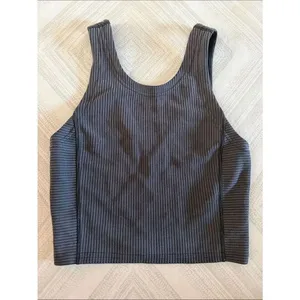 Lululemon Ribbed Softstreme Cropped Tank Gray Black Size 0 V-Neck Peach Fuzz thumbnail 6