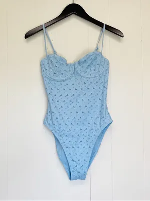 NWT J. CREW Blue Eyelet Balconette Underwire One-Piece Swimsuit CL724 Size 6 thumbnail 4