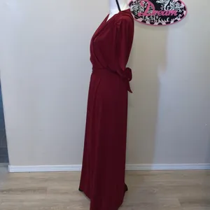 Angvns Amazon dark red ruched open sleeves maxi dress thumbnail 5