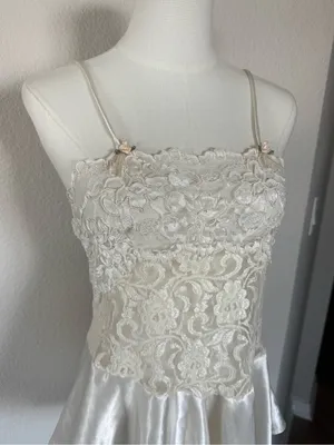 Cinema Exoile 90s Ivory Lace Satin Babydoll Slip Dress Coquette Fairycore thumbnail 2