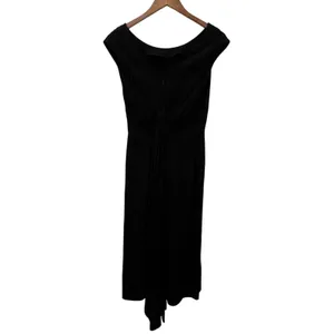 Vintage Kathleen Inc Dress Womens Size Medium Black Maxi Sheath Ruched Pleated thumbnail 6