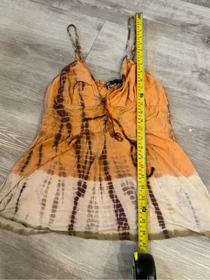 MY CHOICE Y2K Babydoll Orange & Brown Tank Size XL thumbnail 4