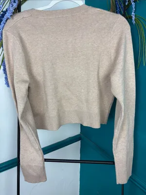 Joie Cropped Crewneck Sweater in Light Beige thumbnail 5