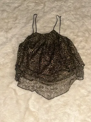 Urban Outfitters Sparkle Metallic Camisole Top - Black & Gold thumbnail 3