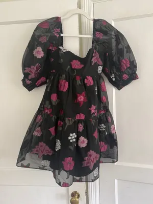 Amanda Uprichard Theodora Floral Brocade Puff-Sleeve Mini Dress thumbnail 1