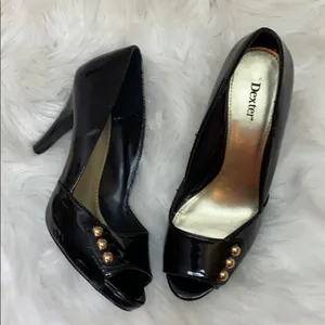Dexter Patten Black Heels with Gold Buttons 8 thumbnail 3
