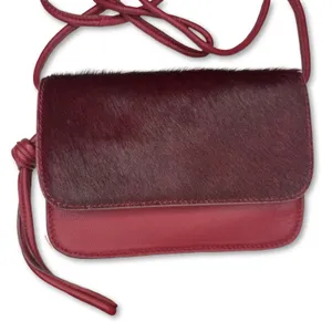 NWOT‎ Lucky Brand Burgundy Calf Hair Leather Crossbody Bag Sleek Thin Profile thumbnail 2