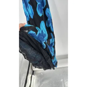 Vintage 90s Tessuto big blue tropical teal Floral Dress size S summer maxi thumbnail 5