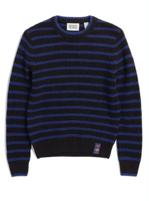 Scotch & Soda Blue And Black Crewneck Sweater Size Large thumbnail 1