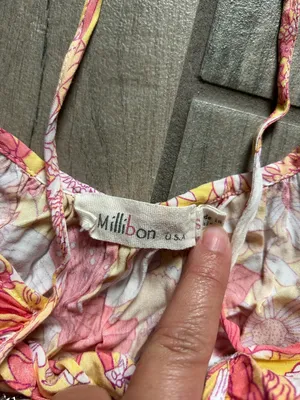Millibon Pink & Yellow Floral Crinkle Spaghetti Strap Mini Dress thumbnail 2