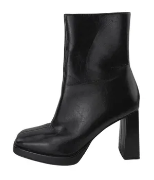 Steve Madden Freya Women's Black Leather Square Toe Zipper Heeled Boots Size 8M thumbnail 1
