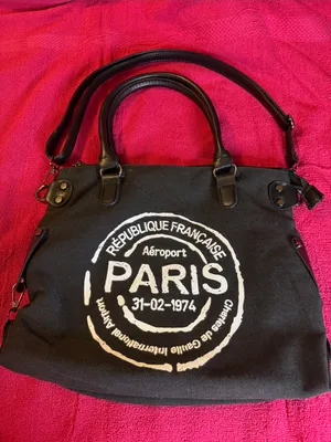Black Canvas Tote with Dual Handles and Shoulder Strap thumbnail 1
